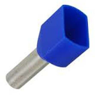 JST, TWE Insulated Crimp Bootlace Ferrule, 9mm Pin Length, 2.9mm Pin Diameter, 2 x 2.5mm² Wire Size, Blue