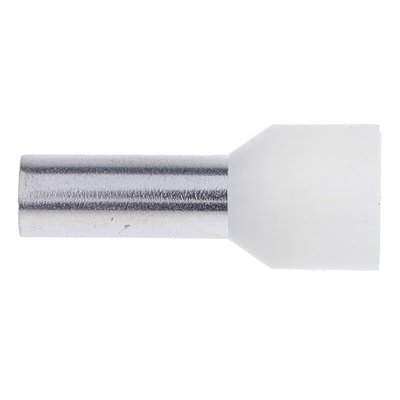 RS PRO Insulated Crimp Bootlace Ferrule, 12mm Pin Length, 4.9mm Pin Diameter, 10mm² Wire Size, Ivory