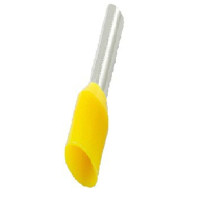 RS PRO Insulated Crimp Bootlace Ferrule, 6mm Pin Length, 1.1mm Pin Diameter, 0.25mm² Wire Size, Yellow