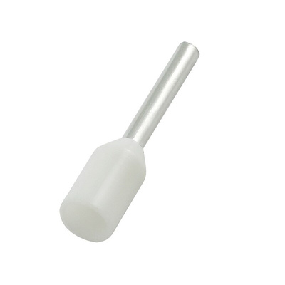 RS PRO Insulated Crimp Bootlace Ferrule, 6mm Pin Length, 1.3mm Pin Diameter, 0.5mm² Wire Size, White