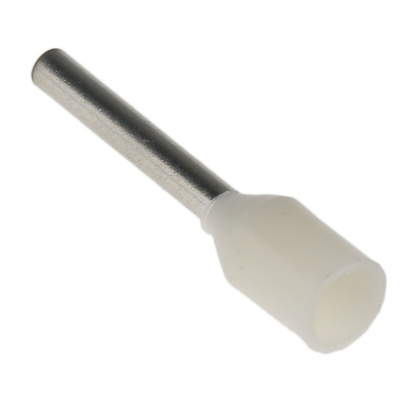 RS PRO Insulated Crimp Bootlace Ferrule, 10mm Pin Length, 1.5mm Pin Diameter, 0.75mm² Wire Size, White