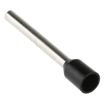 RS PRO Insulated Crimp Bootlace Ferrule, 18mm Pin Length, 2mm Pin Diameter, 1.5mm² Wire Size, Black