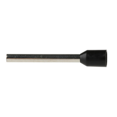 RS PRO Insulated Crimp Bootlace Ferrule, 18mm Pin Length, 2mm Pin Diameter, 1.5mm² Wire Size, Black