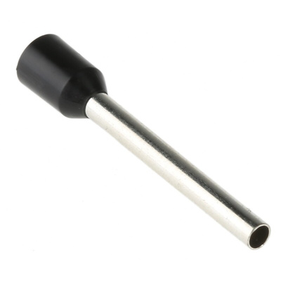 RS PRO Insulated Crimp Bootlace Ferrule, 18mm Pin Length, 2mm Pin Diameter, 1.5mm² Wire Size, Black