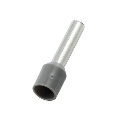 RS PRO Insulated Crimp Bootlace Ferrule, 12mm Pin Length, 2.5mm Pin Diameter, 2.5mm² Wire Size, Grey