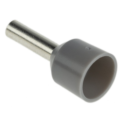 RS PRO Insulated Crimp Bootlace Ferrule, 10mm Pin Length, 3.3mm Pin Diameter, 4mm² Wire Size, Grey