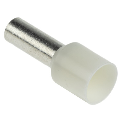 RS PRO Insulated Crimp Bootlace Ferrule, 12mm Pin Length, 4.9mm Pin Diameter, 10mm² Wire Size, Ivory