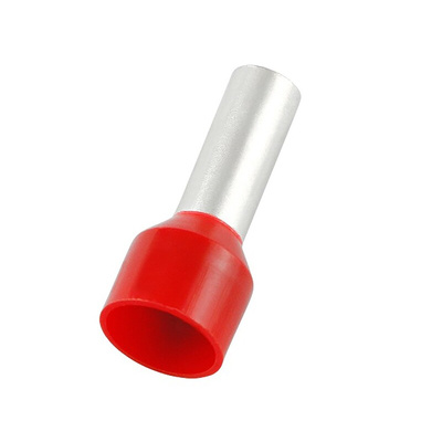 RS PRO Insulated Crimp Bootlace Ferrule, 18mm Pin Length, 4.9mm Pin Diameter, 10mm² Wire Size, Red