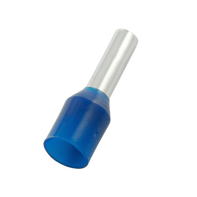 RS PRO Insulated Crimp Bootlace Ferrule, 18mm Pin Length, 6.2mm Pin Diameter, 16mm² Wire Size, Blue