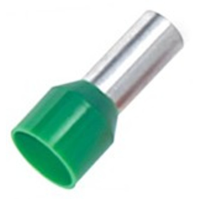 RS PRO Insulated Crimp Bootlace Ferrule, 18mm Pin Length, 6.2mm Pin Diameter, 16mm² Wire Size, Green