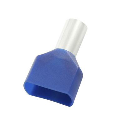 RS PRO Insulated Crimp Bootlace Ferrule, 13mm Pin Length, 3.3mm Pin Diameter, 2 x 2.5mm² Wire Size, Blue