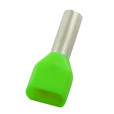 RS PRO Insulated Crimp Bootlace Ferrule, 14mm Pin Length, 5.3mm Pin Diameter, 2 x 6mm² Wire Size, Green