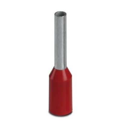 Phoenix Contact Insulated Crimp Bootlace Ferrule, 8mm Pin Length, 1.5mm Pin Diameter, Red