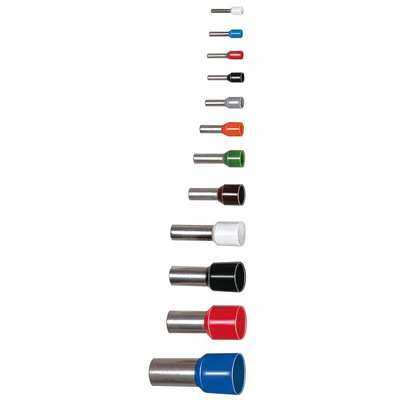 SES Sterling, PLIO Insulated Crimp Bootlace Ferrule, 8mm Pin Length, 2.1mm Pin Diameter, 1.5mm² Wire Size, Black