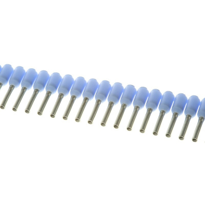 Weidmuller Insulated Crimp Bootlace Ferrule, 8mm Pin Length, 1.2mm Pin Diameter, 0.75mm² Wire Size, Blue