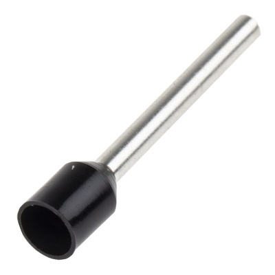 RS PRO Insulated Crimp Bootlace Ferrule, 18mm Pin Length, 2mm Pin Diameter, 1.5mm² Wire Size, Black