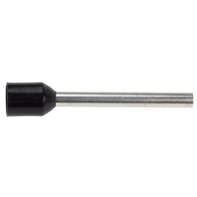 RS PRO Insulated Crimp Bootlace Ferrule, 18mm Pin Length, 2mm Pin Diameter, 1.5mm² Wire Size, Black
