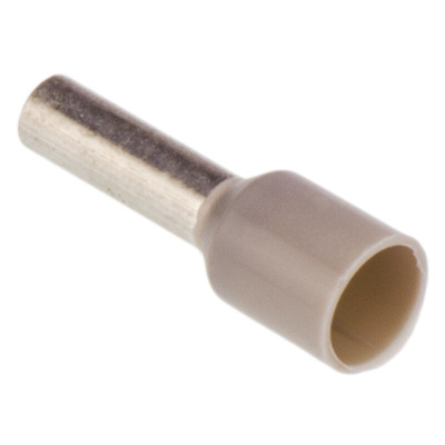 Schneider Electric, DZ5CE Insulated Crimp Bootlace Ferrule, 8.2mm Pin Length, 2.7mm Pin Diameter, 2.5mm² Wire Size, Grey