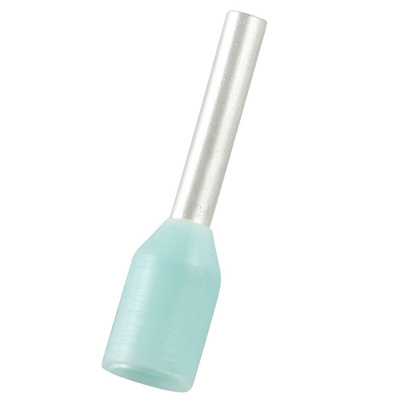 RS PRO Insulated Bootlace Ferrule, 6mm Pin Length, 1.1mm Pin Diameter, 0.34mm² Wire Size, Turquoise
