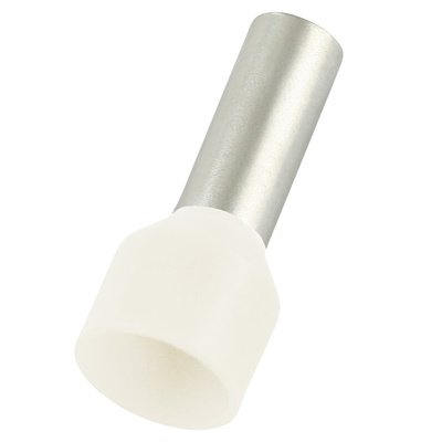 RS PRO Insulated Bootlace Ferrule, 12mm Pin Length, 4.9mm Pin Diameter, 10mm² Wire Size, Ivory