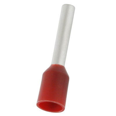 RS PRO Insulated Bootlace Ferrule, 10mm Pin Length, 2mm Pin Diameter, 1.5mm² Wire Size, Red