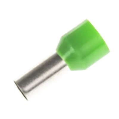 RS PRO Insulated Bootlace Ferrule, 12mm Pin Length, 6.2mm Pin Diameter, 16mm² Wire Size, Green