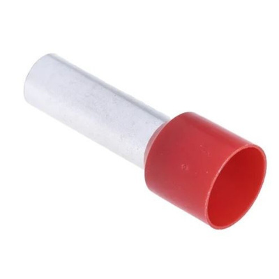 RS PRO Insulated Bootlace Ferrule, 25mm Pin Length, 8.7mm Pin Diameter, 35mm² Wire Size, Red