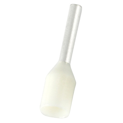 RS PRO Insulated Bootlace Ferrule, 8mm Pin Length, 1.5mm Pin Diameter, 0.75mm² Wire Size, White