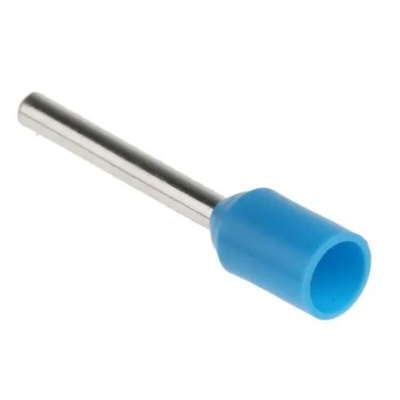 RS PRO Insulated Bootlace Ferrule, 12mm Pin Length, 1.5mm Pin Diameter, 0.75mm² Wire Size, Blue