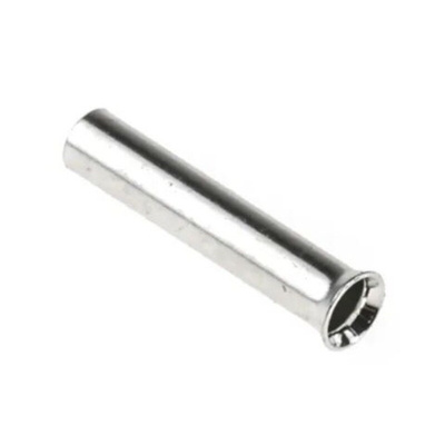 RS PRO Bootlace Ferrule, 8mm Pin Length, 1.5mm Pin Diameter, 0.75mm² Wire Size, Silver