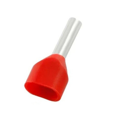 RS PRO Insulated Bootlace Ferrule, 10mm Pin Length, 2.4mm Pin Diameter, 2 x 1.0mm² Wire Size, Red