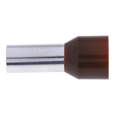 RS PRO Insulated Crimp Bootlace Ferrule, 16mm Pin Length, 7.9mm Pin Diameter, 25mm² Wire Size, Brown