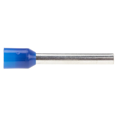 RS PRO Insulated Crimp Bootlace Ferrule, 18mm Pin Length, 2.6mm Pin Diameter, 2.5mm² Wire Size, Blue