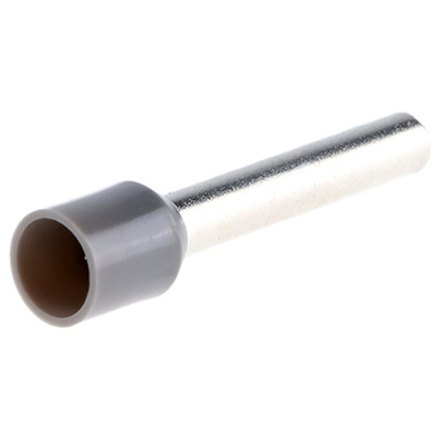 RS PRO Insulated Crimp Bootlace Ferrule, 18mm Pin Length, 3.2mm Pin Diameter, 4mm² Wire Size, Grey
