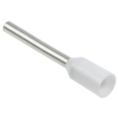Weidmuller Insulated Crimp Bootlace Ferrule, 10mm Pin Length, 1mm Pin Diameter, 0.5mm² Wire Size, White