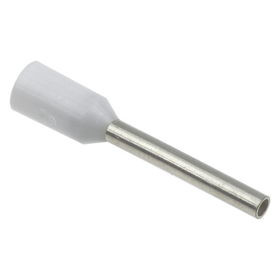 Weidmuller Insulated Crimp Bootlace Ferrule, 10mm Pin Length, 1mm Pin Diameter, 0.5mm² Wire Size, White