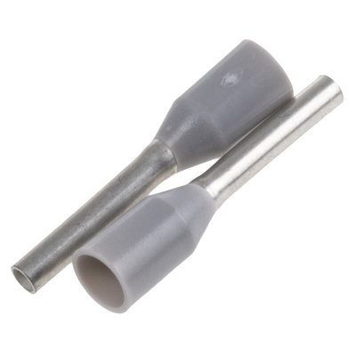 Weidmuller Insulated Crimp Bootlace Ferrule, 8mm Pin Length, 1.2mm Pin Diameter, 0.75mm² Wire Size, Grey