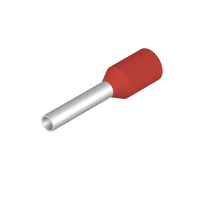 Weidmuller Insulated Crimp Bootlace Ferrule, 8mm Pin Length, 1.4mm Pin Diameter, 1mm² Wire Size, Red