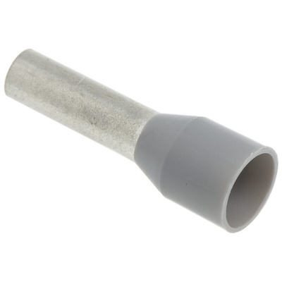Weidmuller Insulated Crimp Bootlace Ferrule, 10mm Pin Length, 2.8mm Pin Diameter, 4mm² Wire Size, Grey