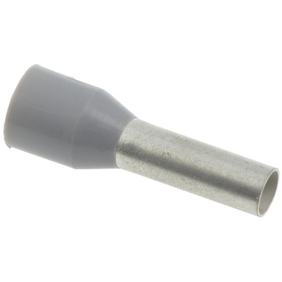 Weidmuller Insulated Crimp Bootlace Ferrule, 10mm Pin Length, 2.8mm Pin Diameter, 4mm² Wire Size, Grey