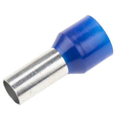 RS PRO Insulated Crimp Bootlace Ferrule, 12mm Pin Length, 5.8mm Pin Diameter, 16mm² Wire Size, Blue