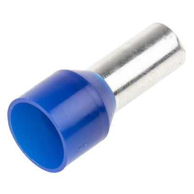 RS PRO Insulated Crimp Bootlace Ferrule, 12mm Pin Length, 5.8mm Pin Diameter, 16mm² Wire Size, Blue