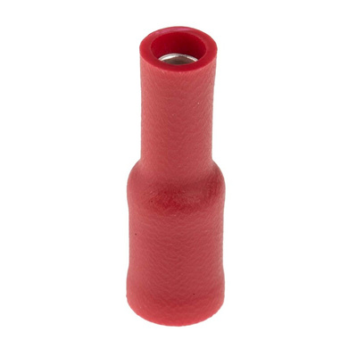 RS PRO Insulated Female Crimp Bullet Connector, 0.5mm² to 1.5mm², 22AWG to 16AWG, 4mm Bullet diameter, Red