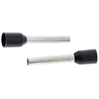 TE Connectivity Insulated Crimp Bootlace Ferrule, 12mm Pin Length, 1.7mm Pin Diameter, 1.5mm² Wire Size, Black