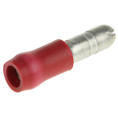 TE Connectivity Insulated Male Crimp Bullet Connector, 0.25mm² to 1.6mm², 20AWG to 15AWG, 4mm Bullet diameter, Red