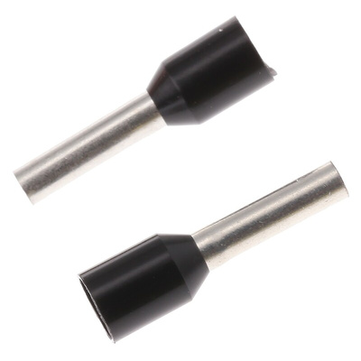 TE Connectivity Insulated Crimp Bootlace Ferrule, 8mm Pin Length, 1.7mm Pin Diameter, 1.5mm² Wire Size, Black