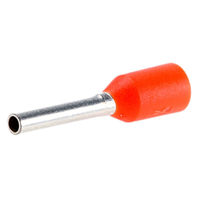 JST, GTR Insulated Crimp Bootlace Ferrule, 8mm Pin Length, 1mm Pin Diameter, 0.5mm² Wire Size, Orange