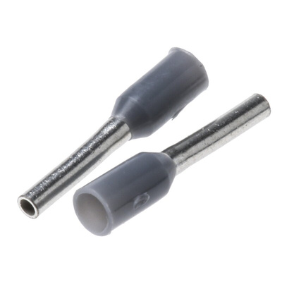 TE Connectivity Insulated Crimp Bootlace Ferrule, 6mm Pin Length, 1.1mm Pin Diameter, 0.14mm² Wire Size, Grey