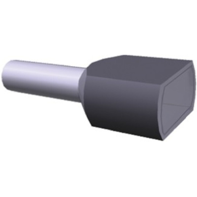 TE Connectivity Insulated Crimp Bootlace Ferrule, 12mm Pin Length, 3.7mm Pin Diameter, 2 x 4mm² Wire Size, Grey