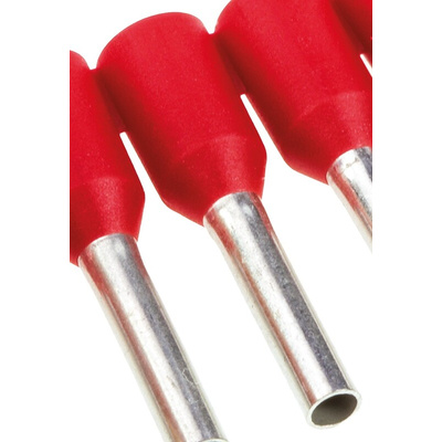 TE Connectivity Insulated Crimp Bootlace Ferrule, 8mm Pin Length, 1.5mm Pin Diameter, 1mm² Wire Size, Red